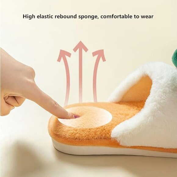 NWT Plush Pear Fruit Fuzzy Slippers - Picture 5 of 7